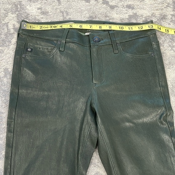 New AG Adriano Goldschmied The Legging Super Skinny Green Leather Pants Sz 26 - Picture 10 of 13